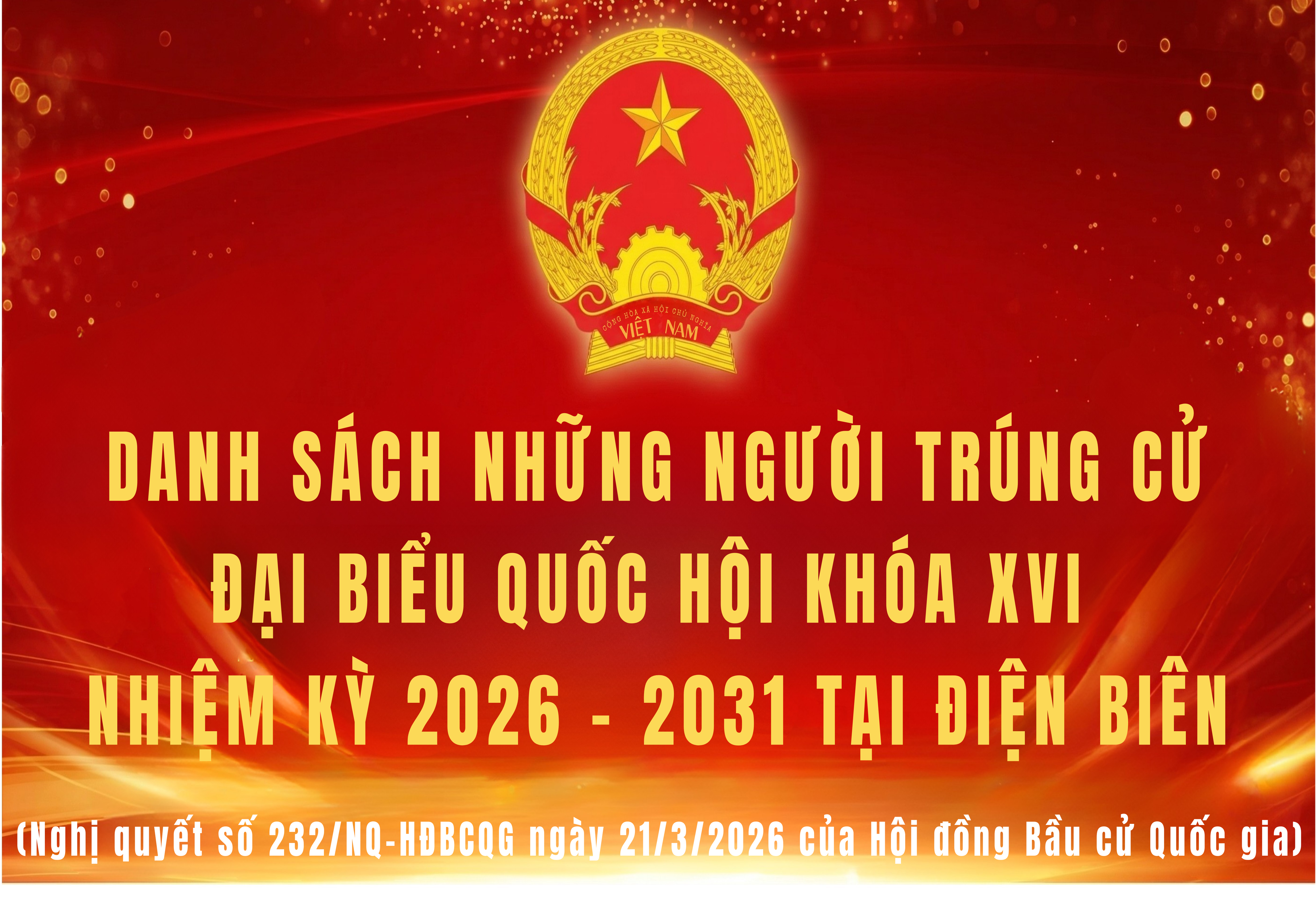 Danh sách người trúng cử đại biểu Quốc hội khóa XVI, nhiệm kỳ 2026 - 2031 tại Điện Biên