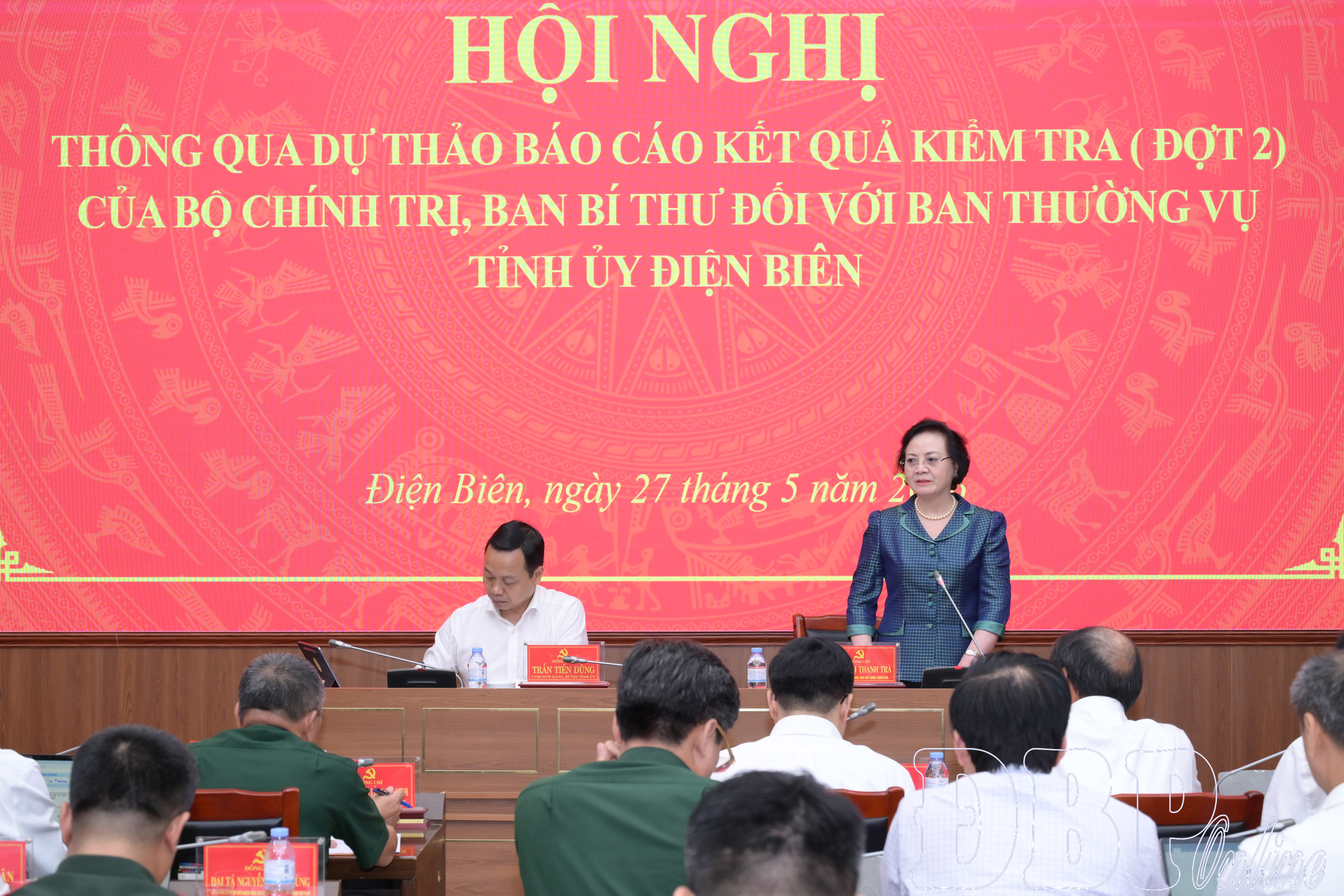 Thông qua dự thảo báo cáo kết quả kiểm tra đối với Ban Thường vụ Tỉnh ủy Điện Biên